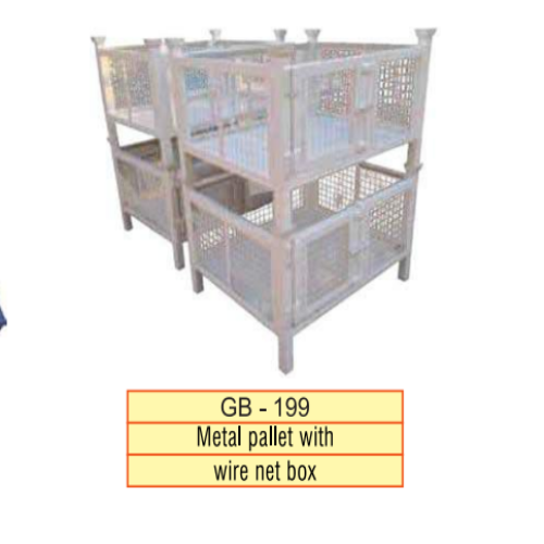 Metal Pallet With Wire Net Box