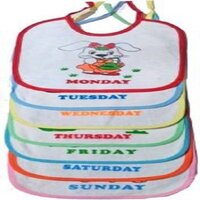 SEVEN DAYS BIBS - Cotton Blend, Medium Size, Multicolors | Waterproof, Odor-Proof, Stain-Proof, Easy to Clean, Fun Illustrations