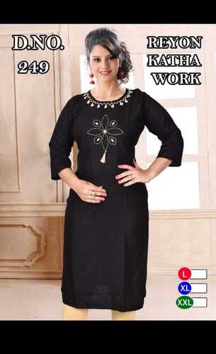 rayon kurti with katha work