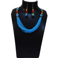 Glass Seed Beads Necklace Hoop Earrings