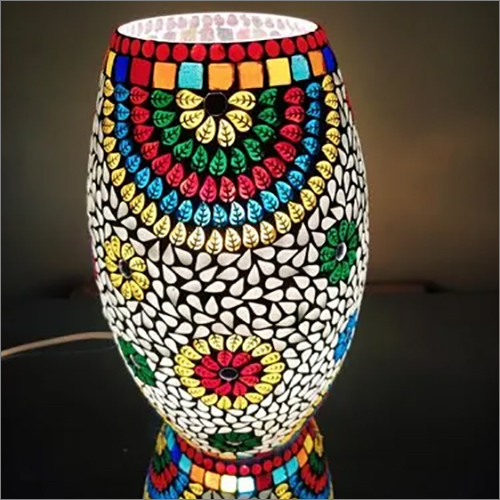 Glass Bedside Turkish Glass Dholak Shape Mosaic Table Lamp
