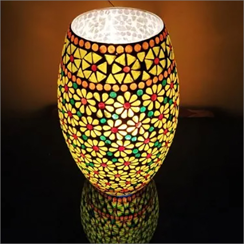 Glass Dholak Shape Mosaic Table Lamp