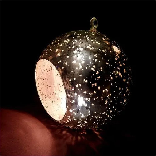 Glass Hanging Silver Polish Tea Light Candle Holder