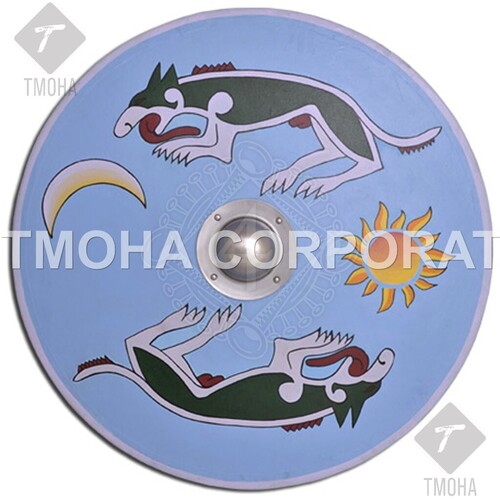 Medieval Shield  Decorative Shield  Armor Shield  Handmade Shield  Decorative Shield Viking Round Shield Managarm and Skoll MS0037