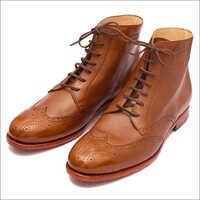 Brown Men Leather Wingtip Boot