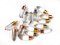 Round Crystal Quartz Big Pencil Pendant Size - 20x7mm - Electroplated Pendant - Crystal Pendant