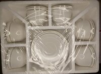 Bone China Cup And Saucer Gold Line - 200ml Capacity, 80x80mm Dimensions, White Color , Durable Ceramic, Elegant Modern Design, Gold Detailing