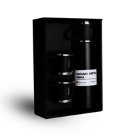 Black Vacuum Flask Gift Set Bottle With 3 Cups
