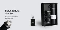 Black Vacuum Flask Gift Set Bottle With 3 Cups
