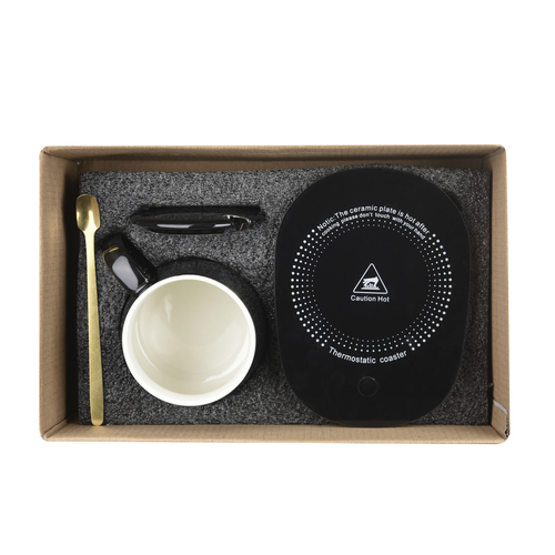 380ml Black Ceramic cup Set with Warmer