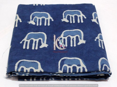 Animal Printed Vegetable Natural Color Block Print Cotton Fabric
