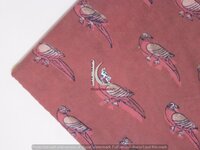 Brown Animal Bird Hand Block Dabu Print Fabric
