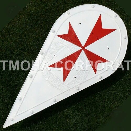 Iron Medieval Shield  Decorative Shield  Armor Shield  Handmade Shield  Decorative Shield Almond-Shaped Shield With Maltese Cross Ms0059