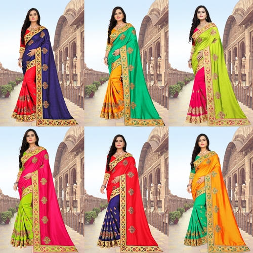 Designer Embrodery Women  Silk  saree