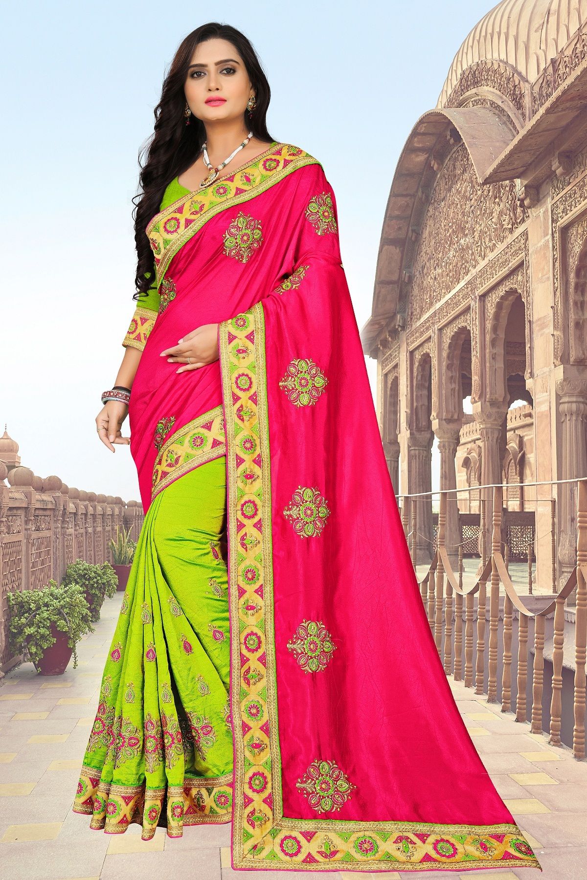 Designer Embrodery Women  Silk  saree