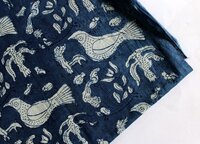 Indian Animal Print Hand Block Blue Cotton Fabric