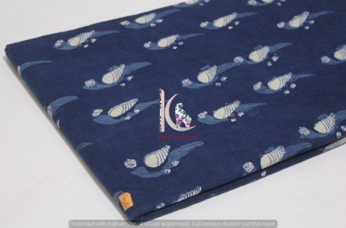 Indigo Blue Tota animal Bird Block Dabu Print Vegetable Color Cotton Fabric