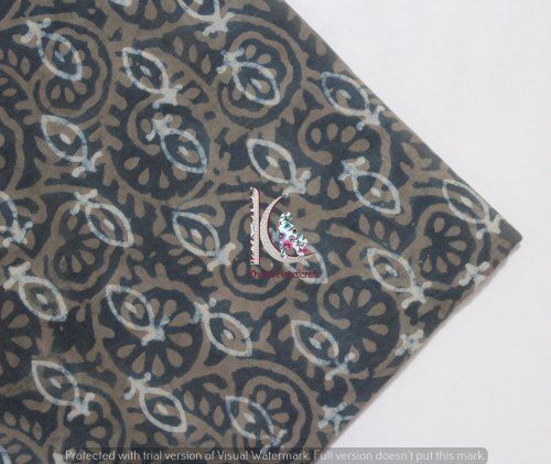 Sanganeri Double Dabu Hand Block Print Fabric Vegetable Color