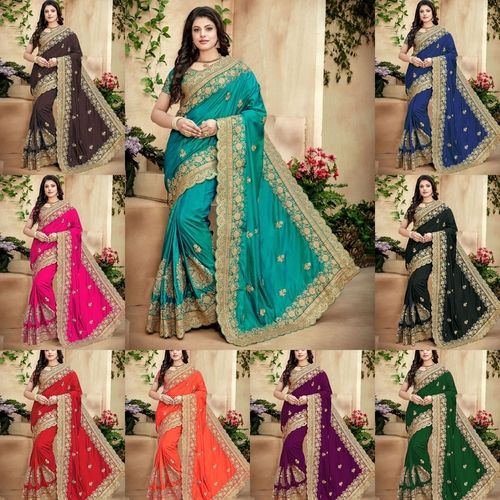 Exlclusive  Designer Embrodery  Chana silk Women saree