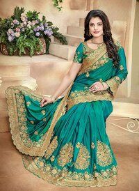 Exlclusive  Designer Embrodery  Chana silk Women saree