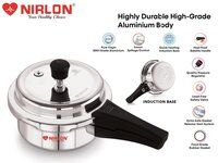 NIRLON Supreme Induction Base Outer Lid Pressure Cooker 5 Liters Silver