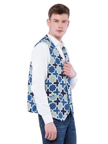 Blue Ajrakh Bandi Jacket