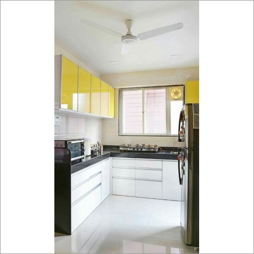 Easy To Clean Pvc L Shaped Modular Kitchen