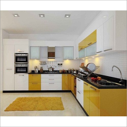 Wooden Modular Kitchen - HDF & MDF Kitchen Cabinets | Modern Design, Easy to Clean, Includes Drawers, Indian Style