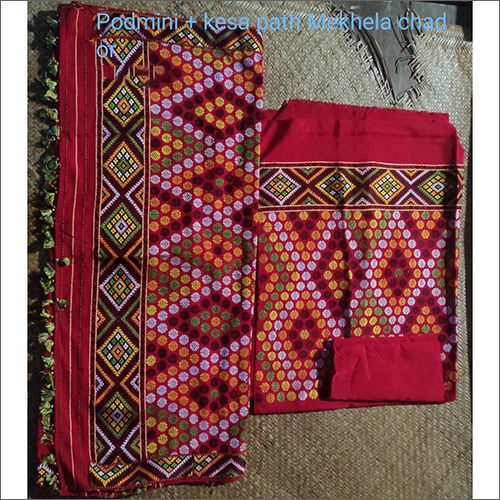 Multicolor Podmini And Kesa Path Mekhela Chador Saree