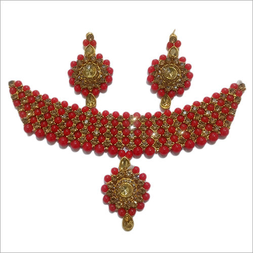 Anniversary Red Patwa Necklace Set