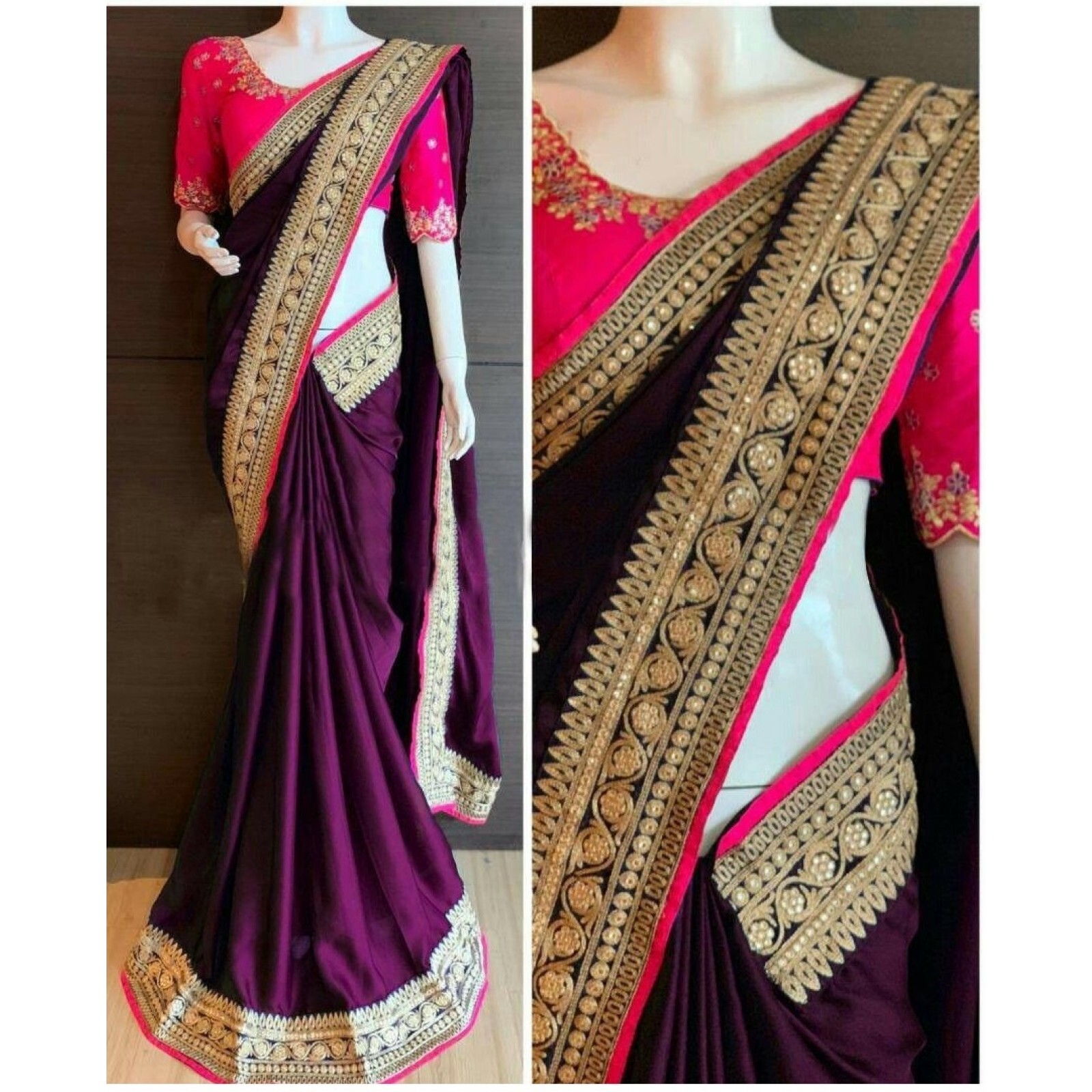 Exlclusive  Designer Embrodery Women Dola silk saree