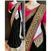 Exlclusive  Designer Embrodery Women Dola silk saree