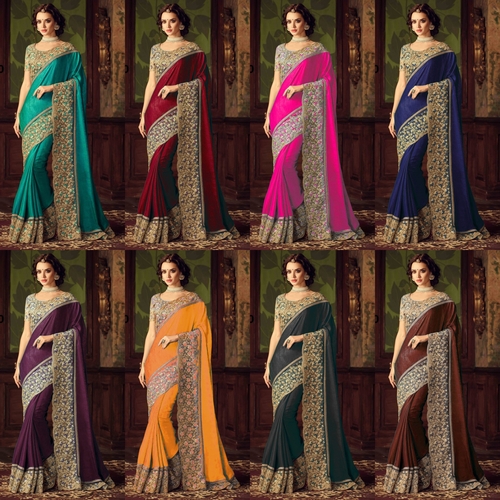 Exlclusive   Designer Embrodery Women  Vichitra  with Dhupian silk with net
