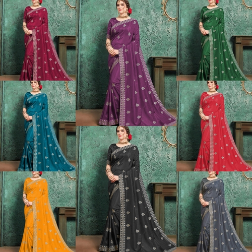 Exlclusive  Designer Embrodery  Women  Sai  chiffon   saree