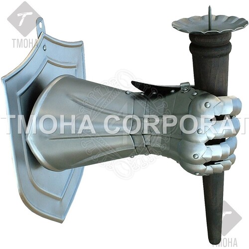 Medieval Shield  Decorative Shield  Armor Shield  Handmade Shield  Decorative Shield Wall sconce: Shield and gauntlet holding a torch MS0089