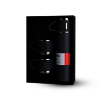 Grey Vacuum Flask Gift Set- Bottle with 3 Cups