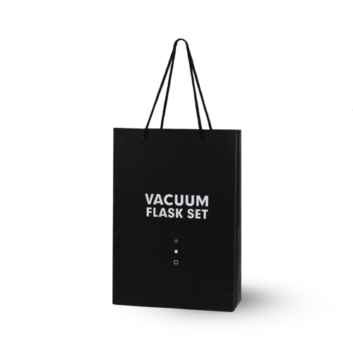 Grey Vacuum Flask Gift Set- Bottle with 3 Cups