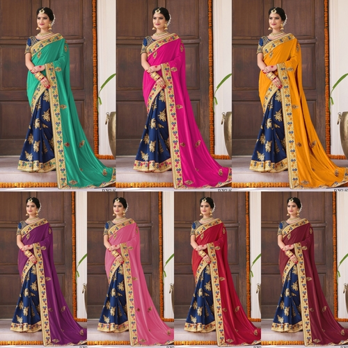 Exlclusive   Designer Embrodery Women Net  with Dhupian Silk saree