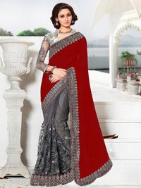 Exlclusive  Designer Embrodery Georgette  with  Dhupian  Saree