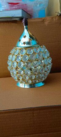 Brass Crystal Diya Set