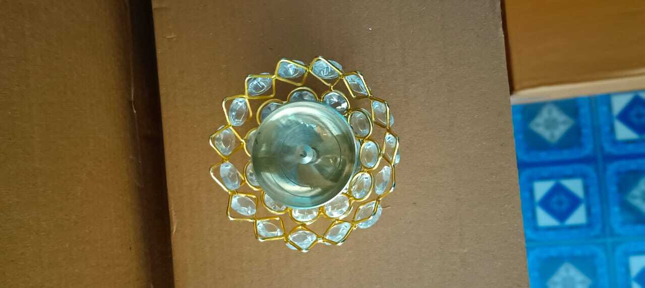 Brass Crystal Diya Set of 3