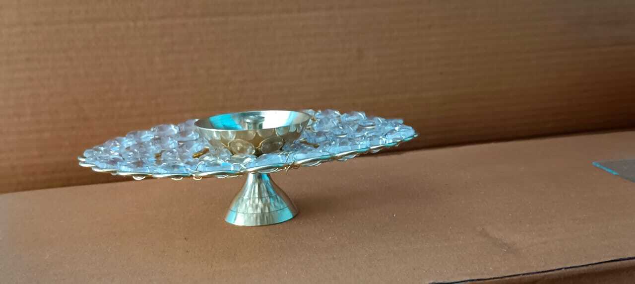 Brass Crystal Diya Set of 3