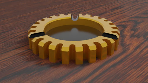 Spur Gear Shaped Ash Tray Gold Plated