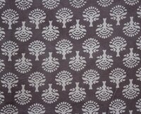 Hand Block Printed Cotton Batik Gray Fabric