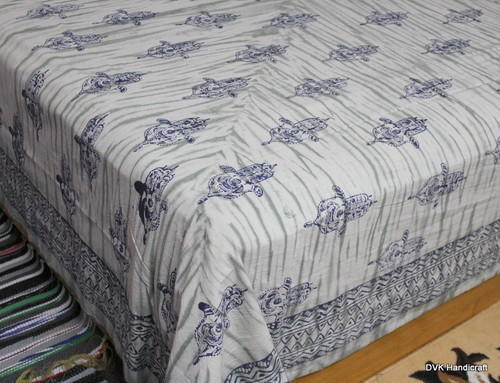Dabu Hand Block Print Cotton Bed Sheet