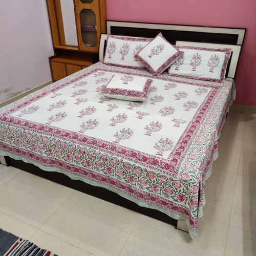 Double Bed Sheet Set Block Printed Cotton Thick