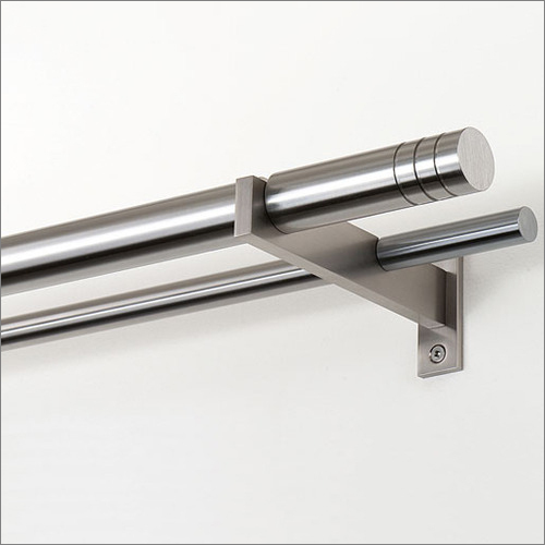 Solid SS Curtain Rods - Stainless Steel | Silver Finish, Durable Metal Design, Elegant Aesthetic for Home Decor