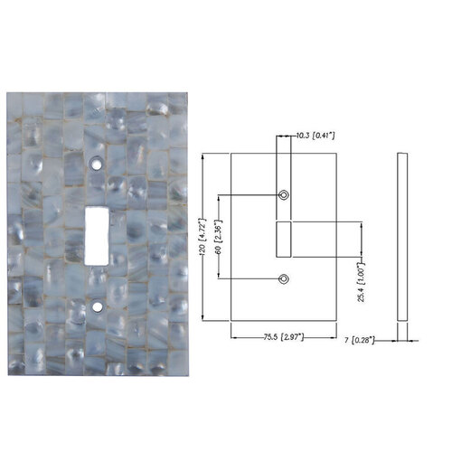 Mother Of Pearls Switch Plate - Brass Material, 120mm x 75.5mm Size | Easy to Clean, Smooth Finish, Non-Combustible