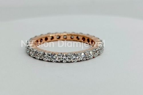 Round Rose Gold Natural Diamond Eternity Ring Diamond Carat Weight: 1.39 Carat