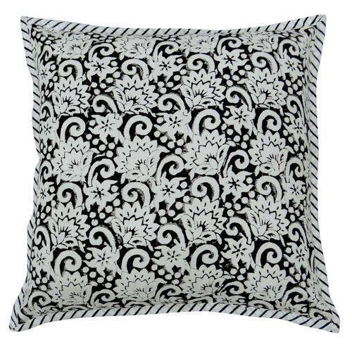 Black And White Cotton Hand Block Print Cushion Cover